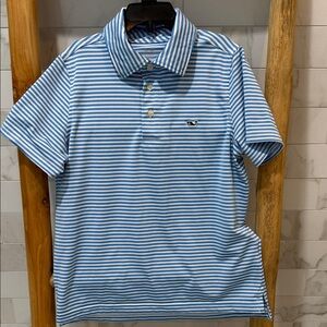 Vineyard Vines youth small  Light Blue and White Striped Polo